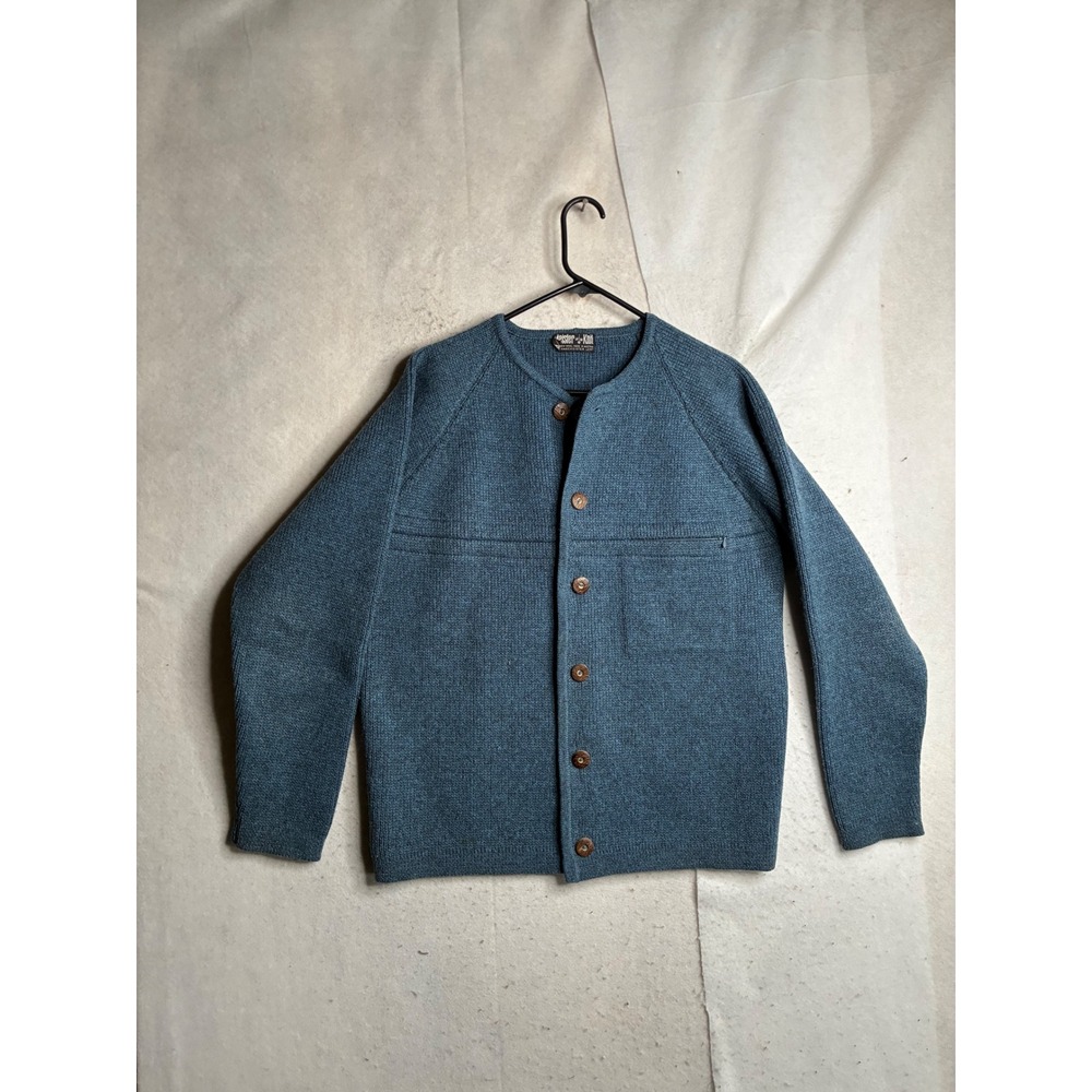 Meister Knit Hagemeister Lert Vintage Wool Cardigan Sweater Blue Austria Mens L